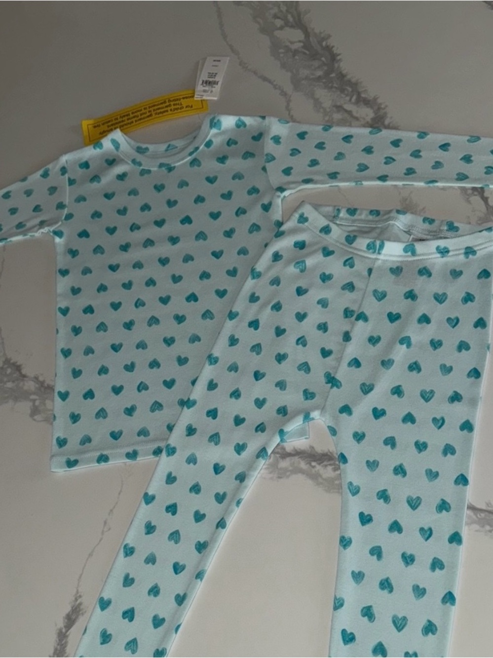GAP Girls Aqua Blue Hearts Cotton Pajama Set Kids’ Size 4
